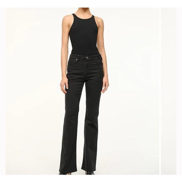 Staud x Wrangler Wide Leg Flare Jean High Rise Black Sz 28x32 - Picture 1 of 13